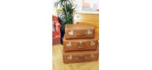 Lot de 3 valises vintage marron
