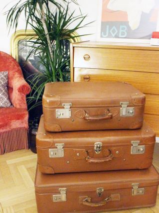 Lot de 3 valises vintage marron