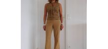 Pantalon fendu chic beige