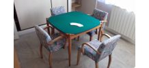 Table de bridge et ses 4 fauteuils, année 60