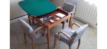 Table de bridge et ses 4 fauteuils, année 60