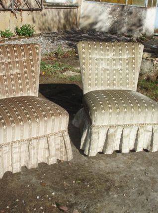 Rare paire de fauteuils vintage en velours