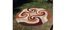 Beau tapis rond des années 70 en laine
