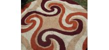 Beau tapis rond des années 70 en laine