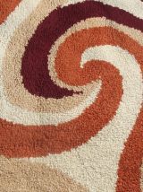 Beau tapis rond des années 70 en laine
