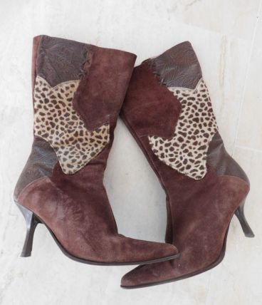 Bottes vintage daim marron