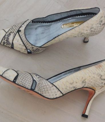 Escarpins en python beige