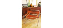 RARE - Fauteuil vintage Wassily B3 cuir marron Marcel Breuer