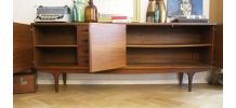 Longue Enfilade vintage pieds compas 1950/60 bois massif