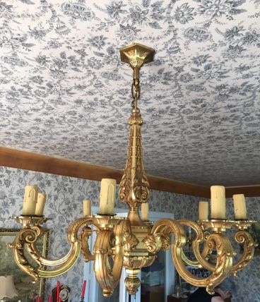LUSTRE + 2 APPLIQUE BRONZE DORE