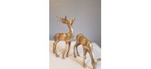 statuettes couple de biche et cerf en laiton hauteur de 19 c