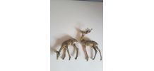 statuettes couple de biche et cerf en laiton hauteur de 19 c