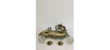 Encrier en laiton doré forme rocaille style Louis XIV