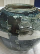 Vase boule en gres emaillé