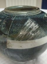 Vase boule en gres emaillé