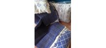 Ensemble bleu Tapis coussin Inde 