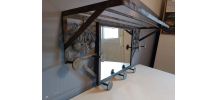 vestiaire art déco  fer forgé martelé avec miroir 7 patères