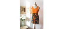 Magnifique Robe orange style seventies Made in france