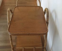 Table roulante rotin  années 50/60
