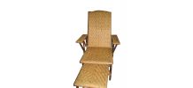Fauteuil  Chaise longue transat en rotin et Ronce Aubépine 