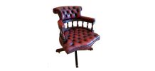 Fauteuil de bureau chesterfield de type capitaine année 1950