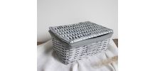 panier rotin avec couvercle blanchit