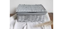 panier rotin avec couvercle blanchit