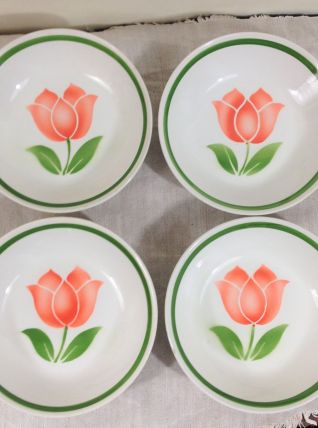 4 assiettes creuses vintage - Moulin des Loups