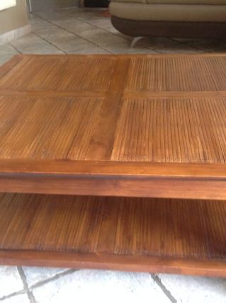 Table Basse Acacia massif et Bambou Pointé
