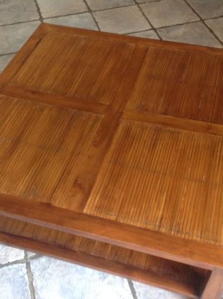 Table Basse Acacia massif et Bambou Pointé