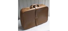 valise de voyage en cuir camel vintage