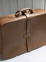 valise de voyage en cuir camel vintage