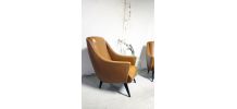 RARE - Paire de fauteuils vintage pieds compas skaï 60's