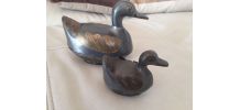 Canards anciens etain et laiton   vide poches 