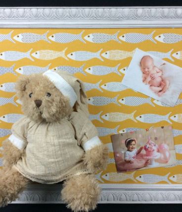 Cadre ancien patiné, déco peluche