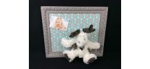 cadre ancien patiné, déco peluche