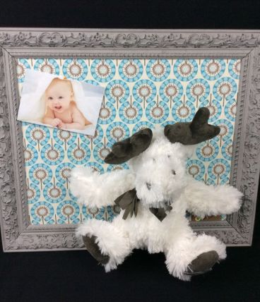 cadre ancien patiné, déco peluche