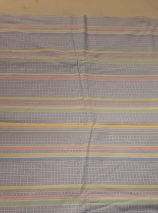 drap bleu rayure rose jaune