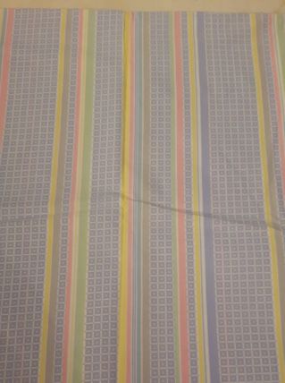 drap bleu rayure rose jaune