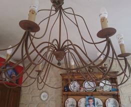 Lustre fer forgé 8 branches 