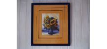  Le bouquet de tournesols symphonie en bleu et or