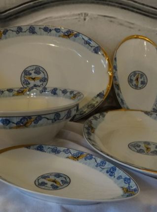 Vintage Ancien 5 plat en porcelaine de limoge art déco 