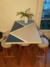 Table haute bar DIY custom style loft +4 tabourets