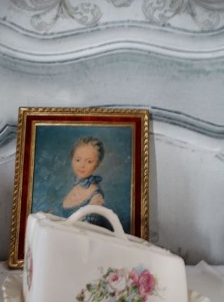 Ancien grand beurrier ou fromage avec cloche faïence FRANZ A