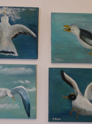 4 peintures huile sur toile 