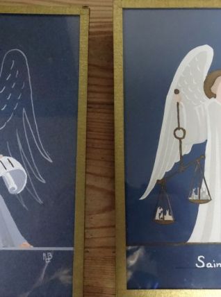 petite peinture religieuse fait main  vintage 