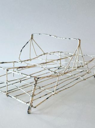 Ancien panier à verres en fil de fer