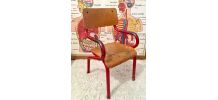 Chaise enfant écolier rouge vintage