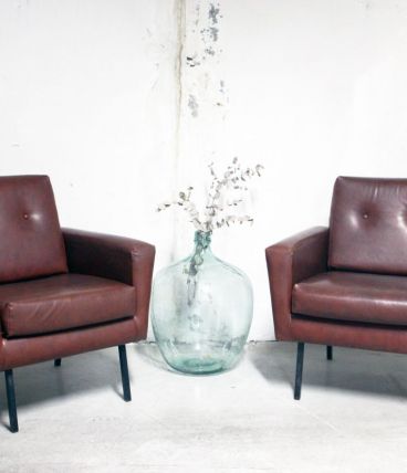 Paire de fauteuils vintage années 50 style P. Guariche