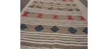 Kilim gris fait à la main en laine 